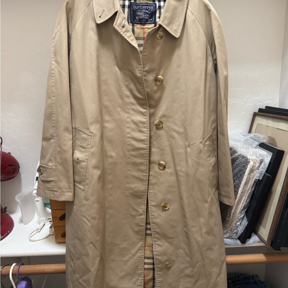 1978 Vintage Burberry Beige Trench Coat with Iconic Check Lining.